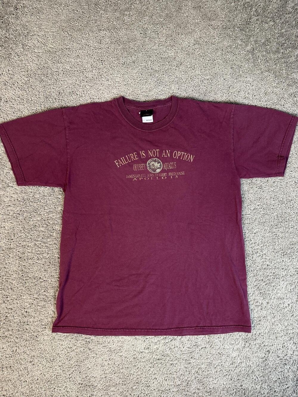 Apollo 13 Shirt Mens L Purple Failure Is Not An Option Prairie Mountain Cotton
